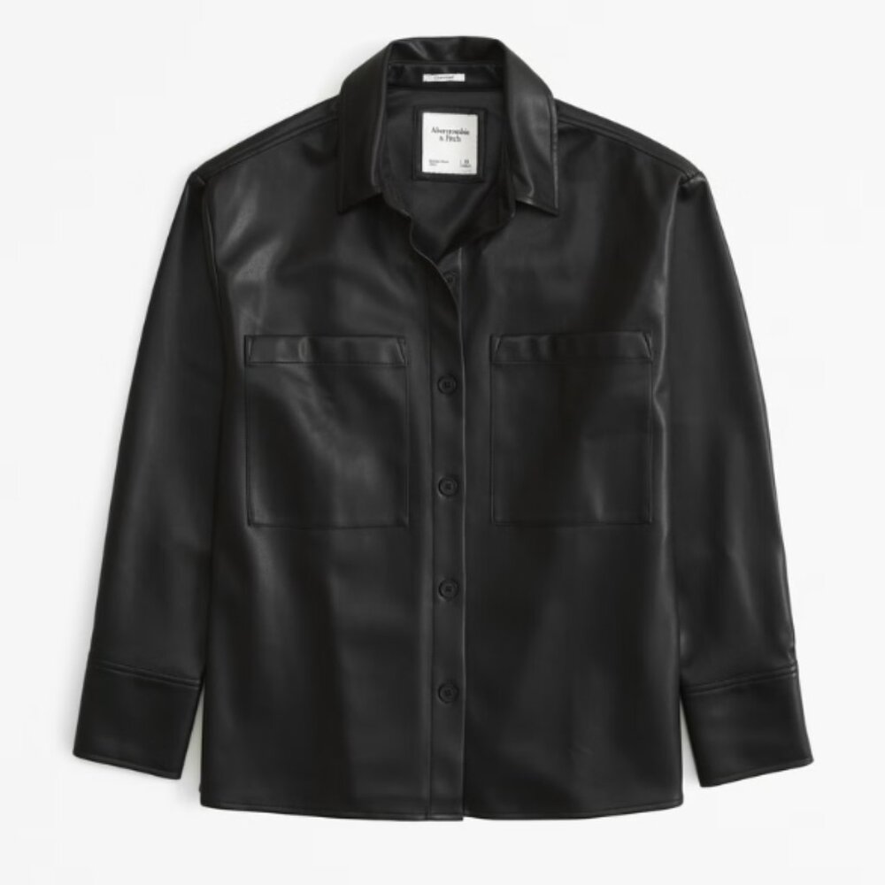Abercrombie Oversized Vegan Leather Shirt Jacket - NWOT